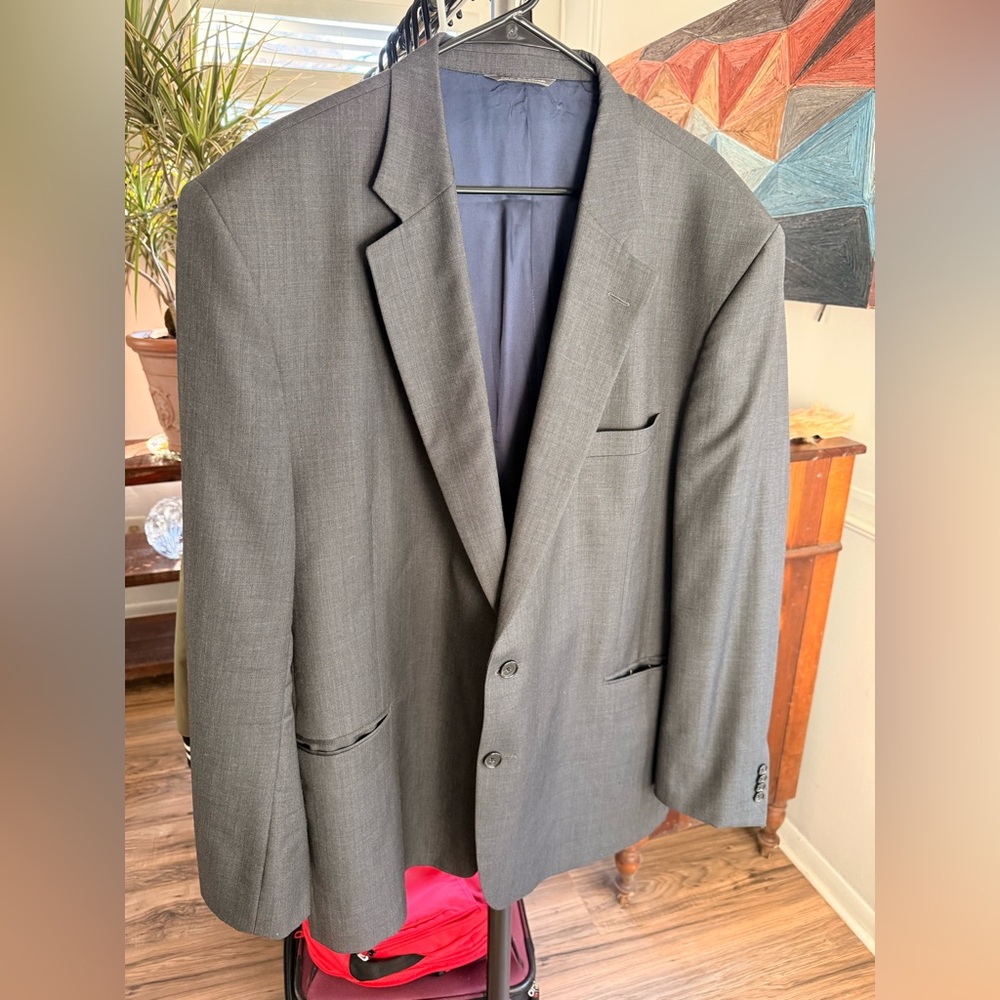 Jack Victor Blazer Mens 52R Long Gray Wool Two Button Classic Single Breast